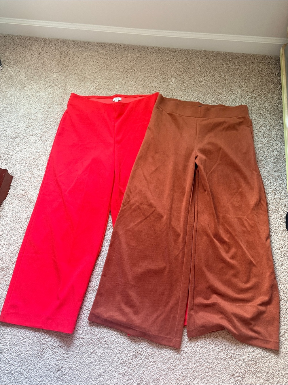 LOFT Hot Pink Straight-Cropped & Rust Brown Wide-Cropped Pants